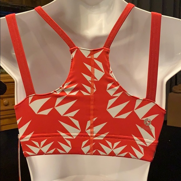 Oiselle New Verrazano Bra Rio Red Geo Bloom Print - Picture 2 of 7